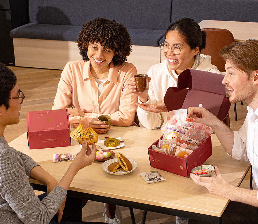 colleagues sharing a Sakuraco box